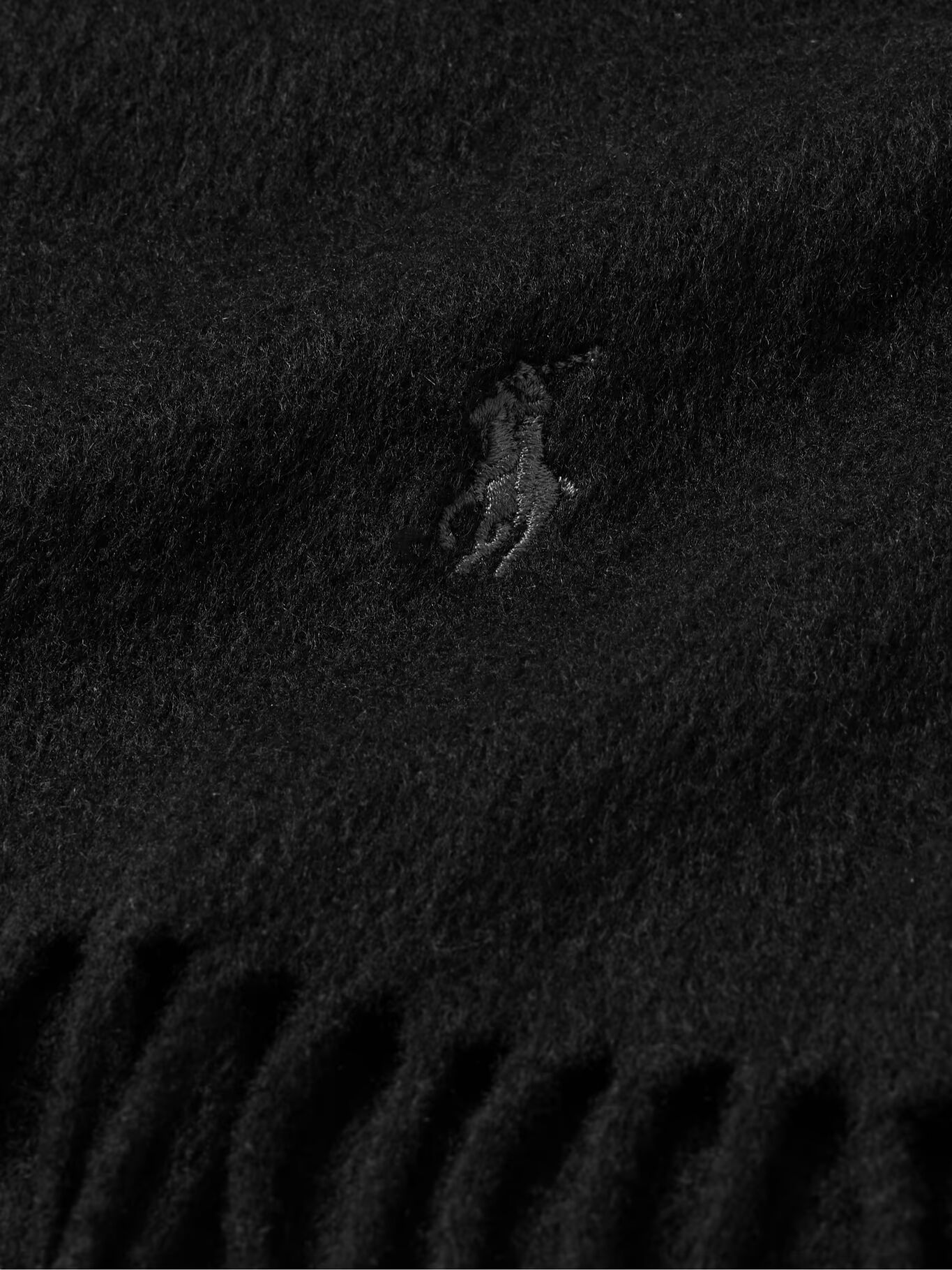 

Кашемировый шарф с вышитым логотипом и бахромой POLO RALPH LAUREN, черный
