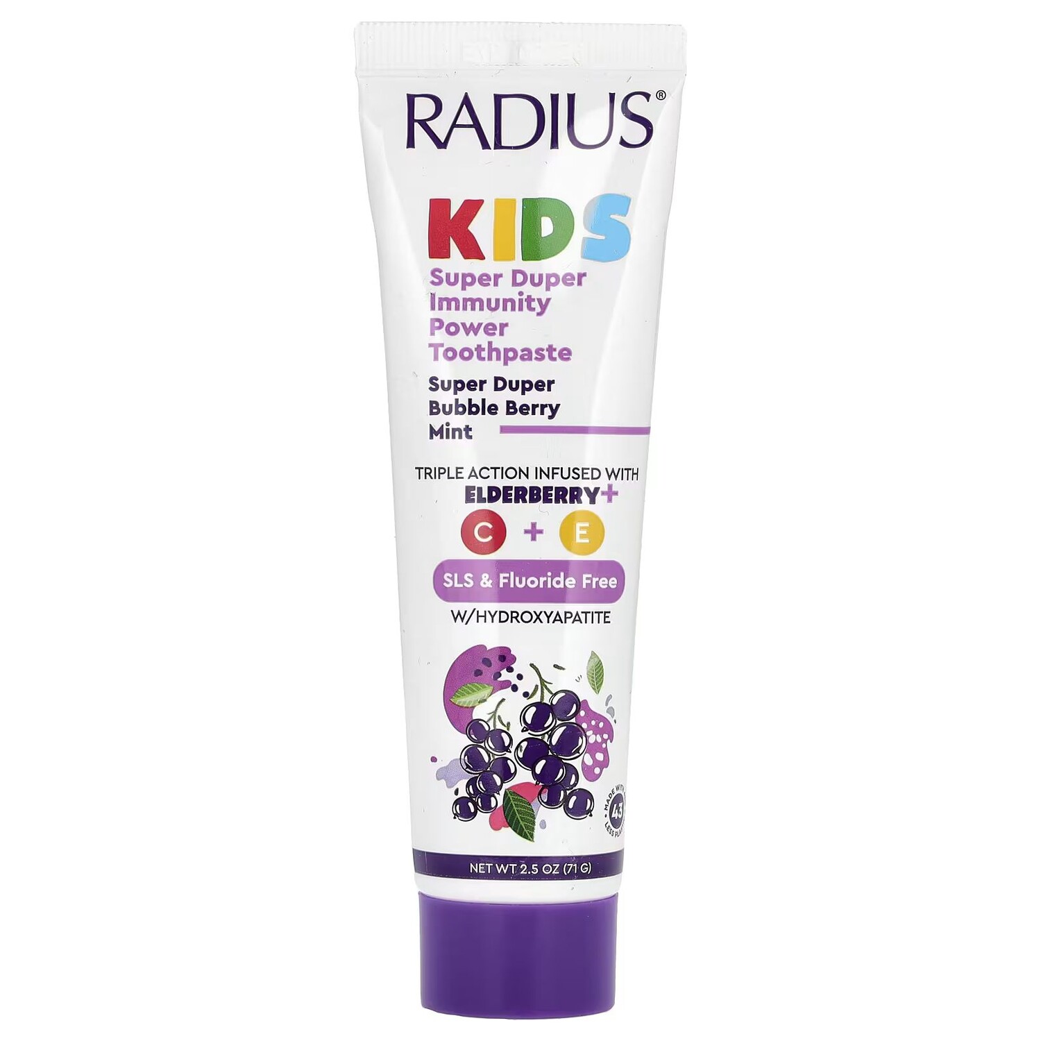 

Зубная паста Super Duper Immuni-Power, Super Duper Bubble Berry Mint, 2,5 унции (71 г) Radius