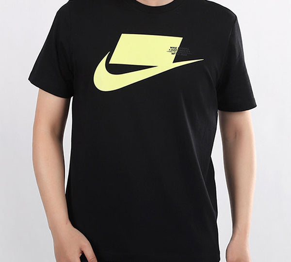 Футболка sportswear chest large printing short sleeve black yellow blackyellow Nike, желтый — фото 4