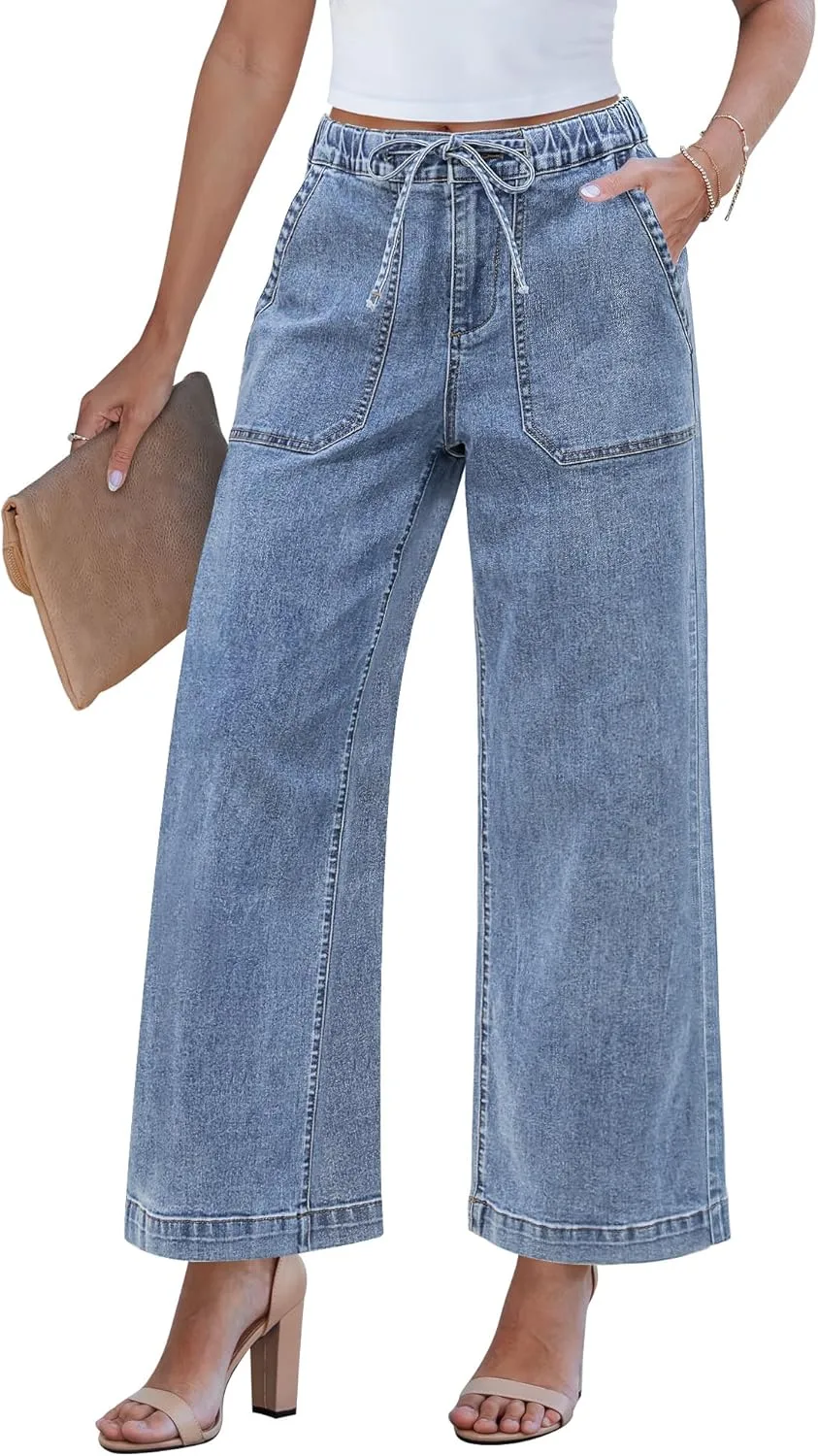 

GRAPENT широкие джинсы для женщин с высокой посадкой и эластичным поясом