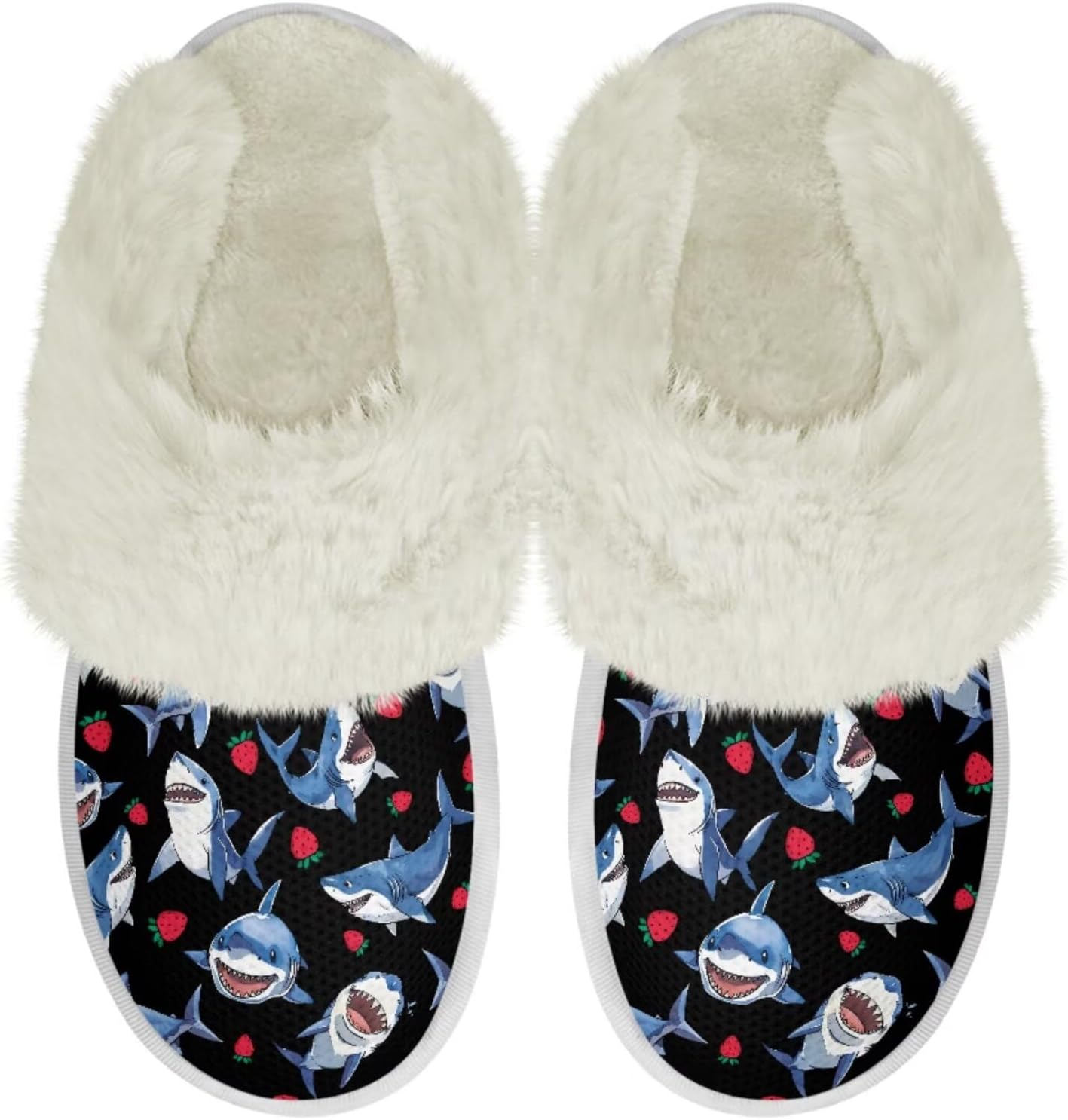 

Мужские плюшевые тапочки Pointodoor для дома и улицы, теплые и уютные, легкие мягкие тапочки без шнурков, размер 3-12, Shark Strawberry