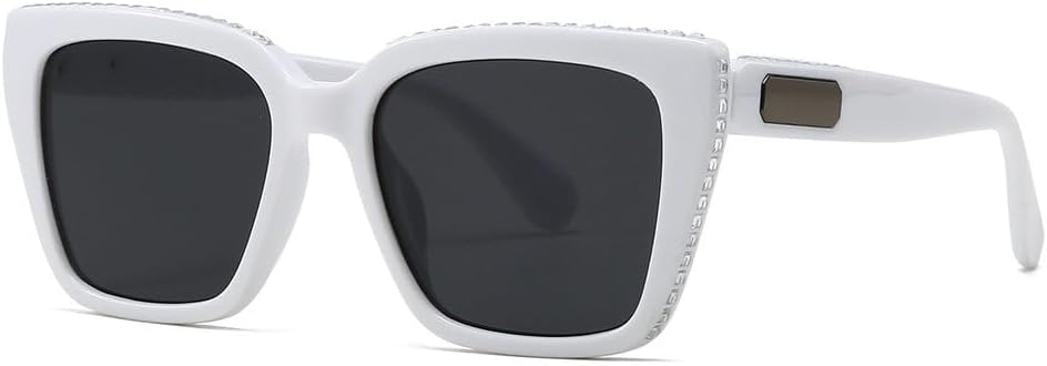 

Роскошные солнцезащитные очки для женщин и мужчин, модные винтажные солнцезащитные очки в стиле панк, защита от ультрафиолета UV400, кристальные линзы HVTVTLA, White Black