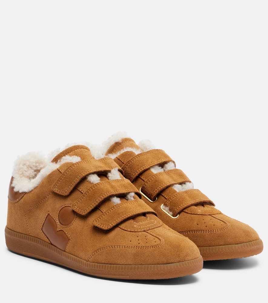 Бет кроссовки из замши с отделкой из овчины Isabel Marant, Cognac/Ecru