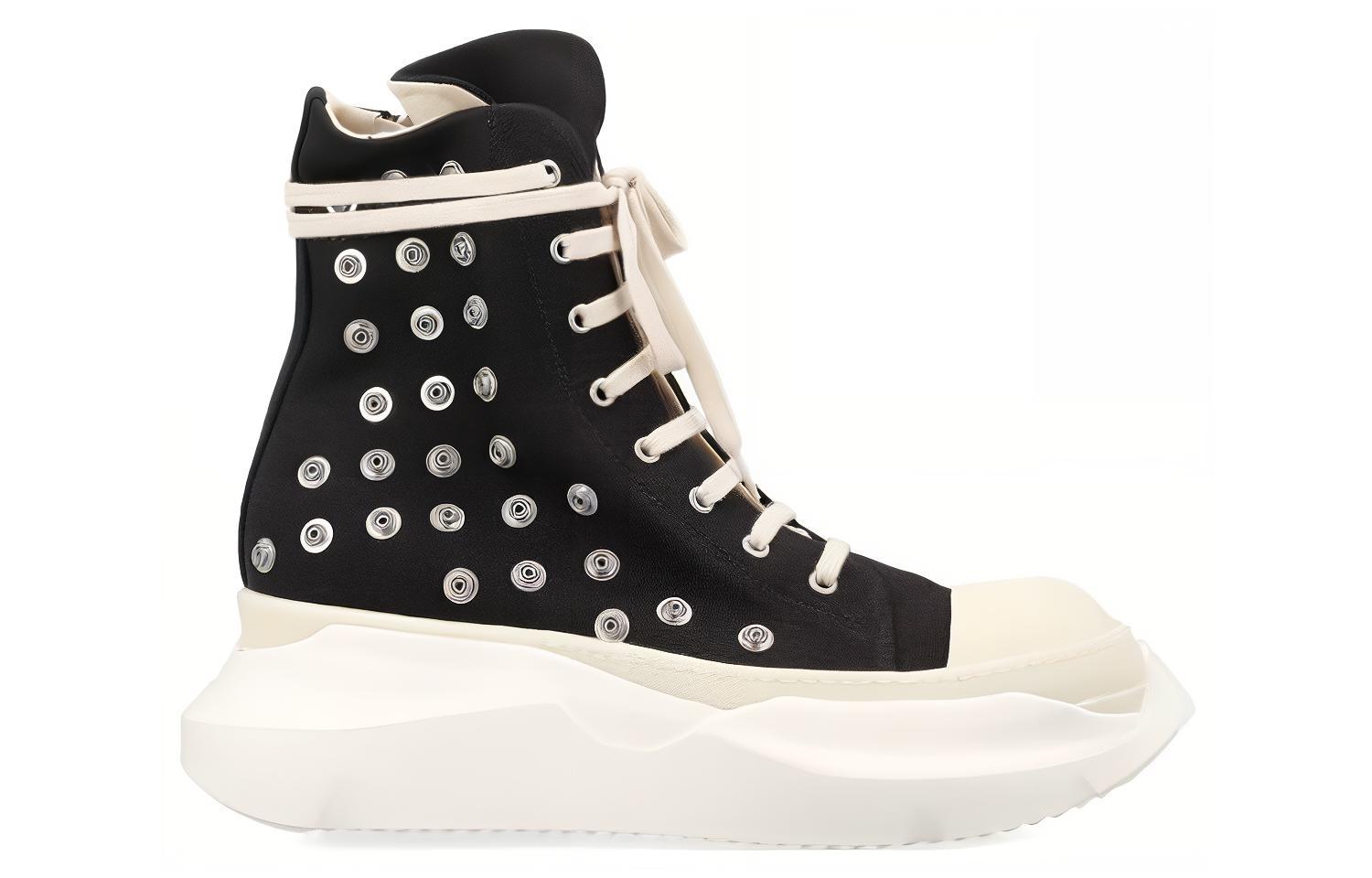 Люксор Абстрактные Высокие Кроссовки Rick Owens DRKSHDW, Черный Белый — фото 2