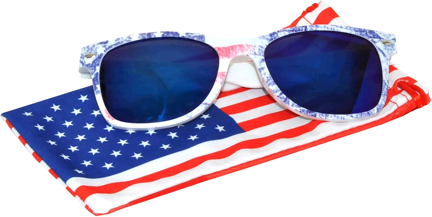 

Классические солнцезащитные очки OWL American Patriot с оправой в виде американского флага США, дымчатыми зеркальными и прозрачными линзами, Faded Flag / Blue Mirror Lens