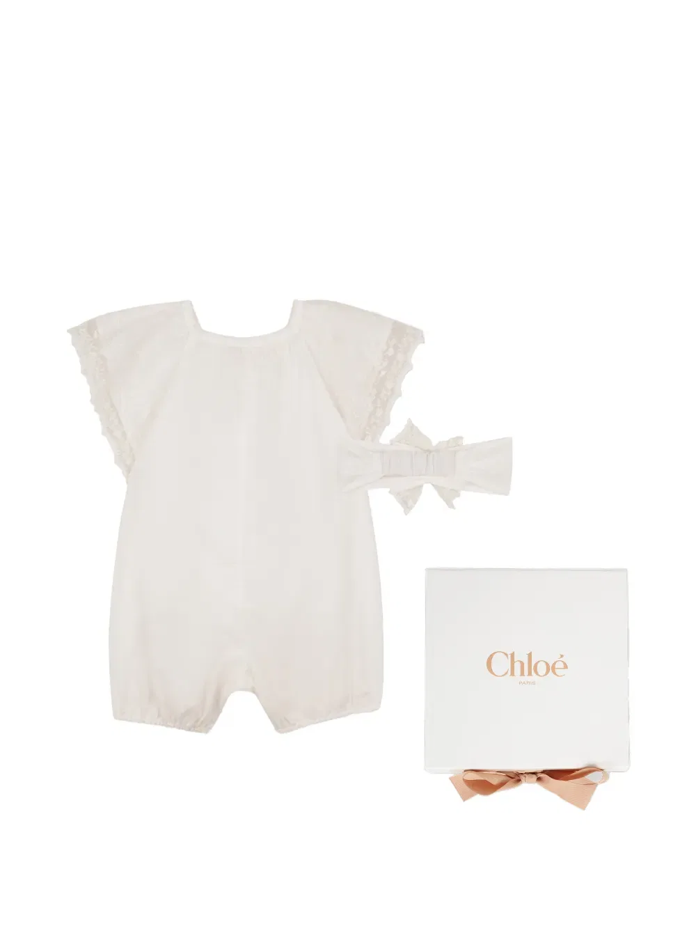 Комбинезон с кружевной отделкой Chloe Kids, нейтральный — фото 2