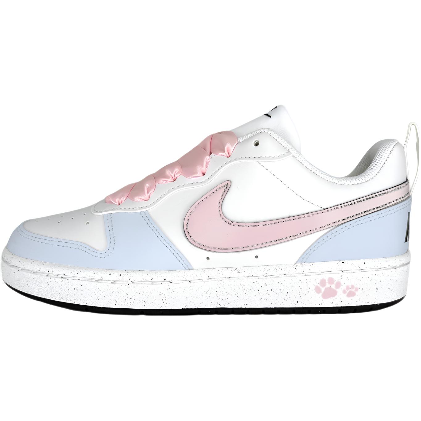

Nike Court Borough Cloud Pink Blue Synthetic Leather Cushioning Low top Skateboard Shoes Blue Pink Kids'
