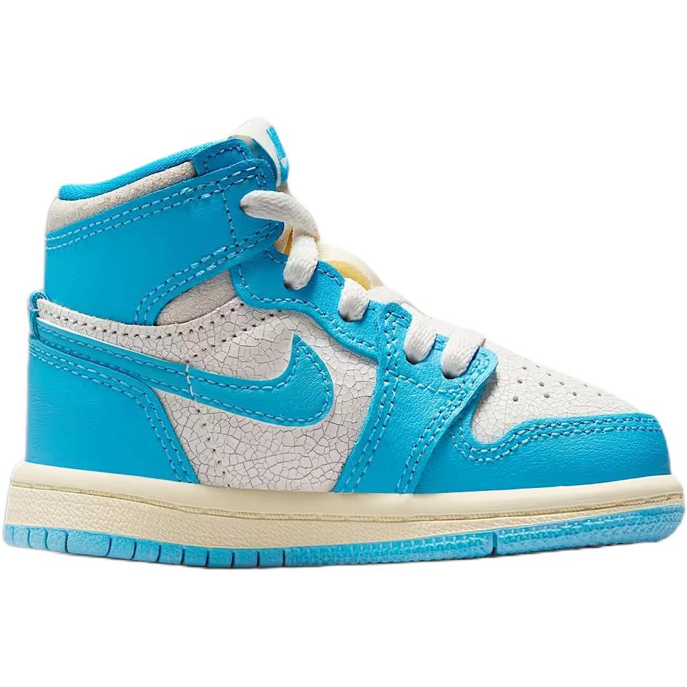 Jordan Air 1UNC противоскользящие износостойкие высокие детские ботинки white blue для малышей — фото 3