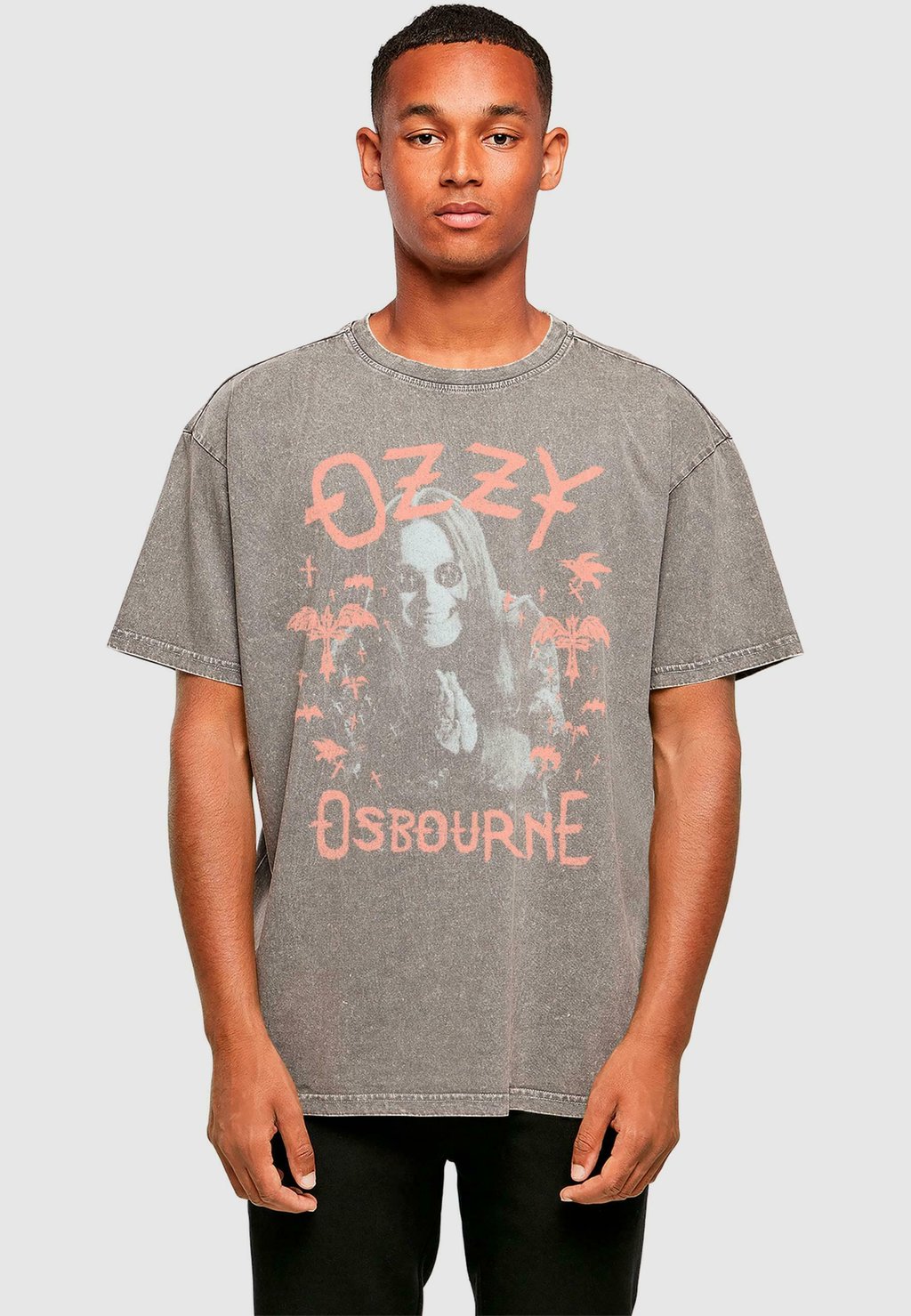 

Футболка с принтом OZZY OSBOURNE - BAT ACID WASHED Merchcode, темно-серый