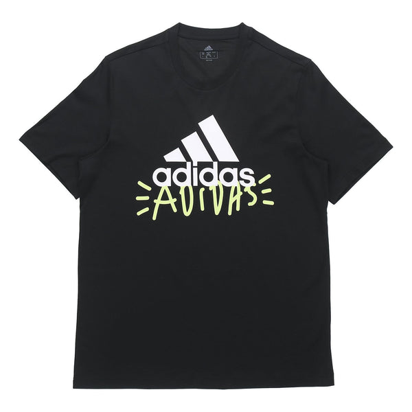 

Футболка logo printing round neck pullover sports short sleeve black Adidas, черный