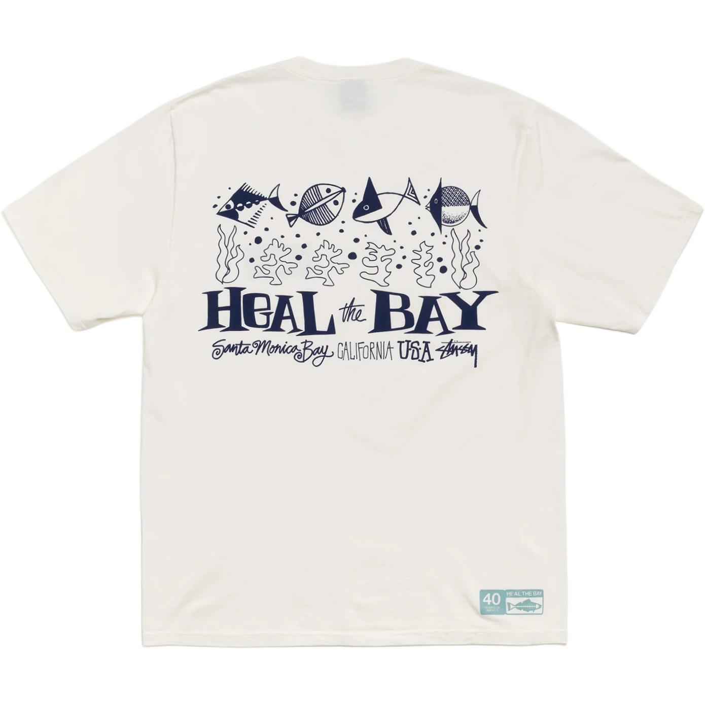 

Футболка FW25 HEAL THE BAY 40, окрашенная пигментами, унисекс Stussy, белый