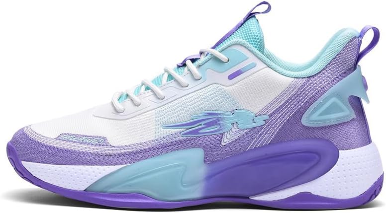 

Мужские баскетбольные кроссовки легкие модные для тренировки, бега, занятий спортом в зале, тенниса и прогулок Generic, белый/фиолетовый