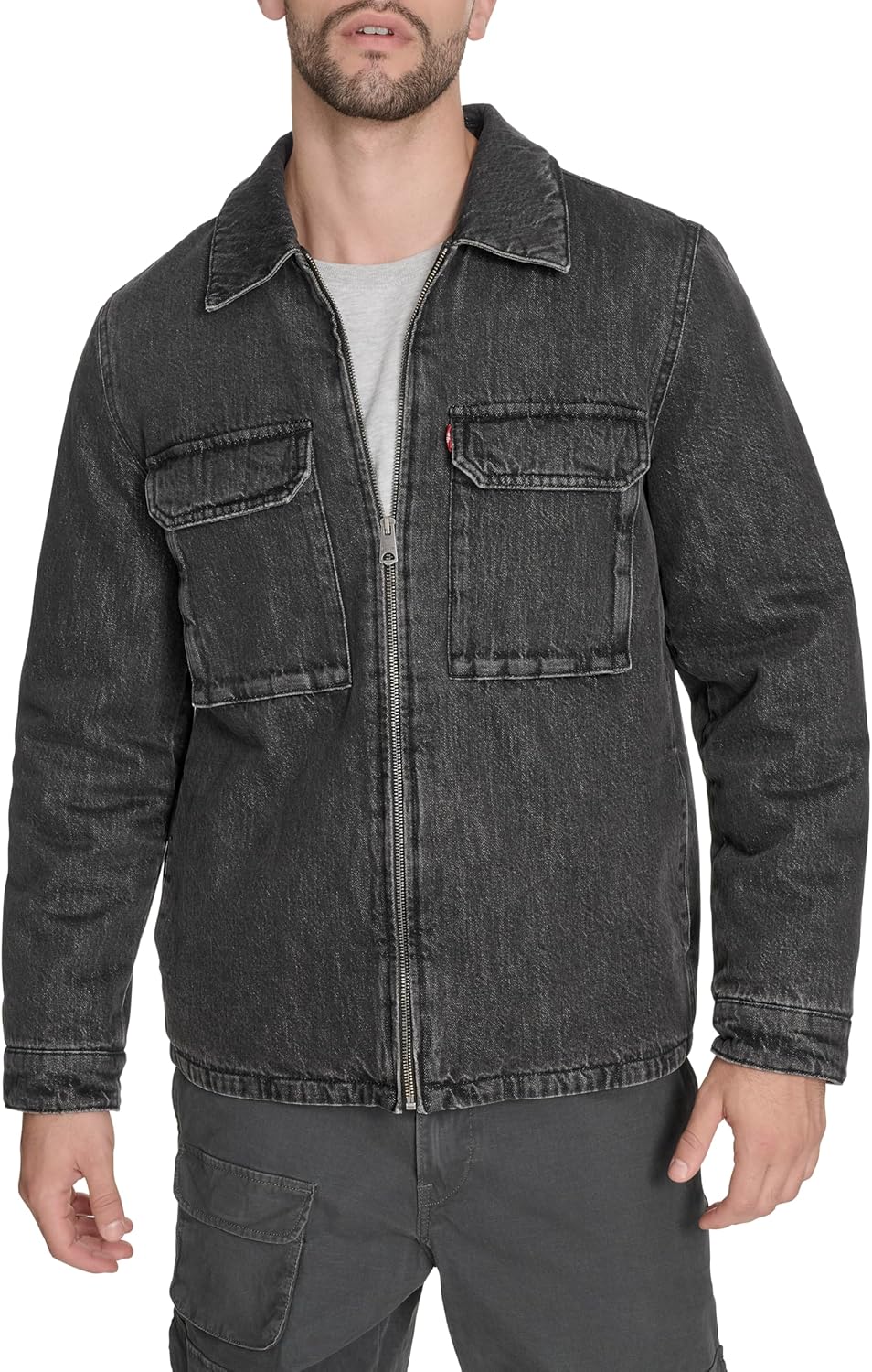 

Мужская рабочая куртка Levi's с двумя нагрудными карманами, Black Wash Denim Filled