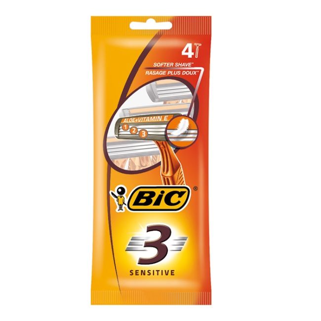 

3 одноразовые бритвы для чувствительной кожи (4 шт.) Bic