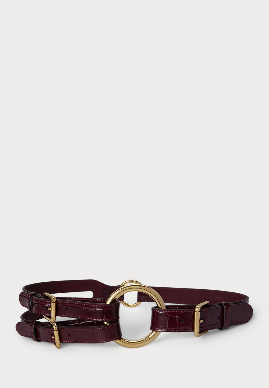 

Ремень Lauren Ralph Lauren TRI-STRAP O-RING CROCODILE-EMBOSSED BELT, Dark Garnet/Bordeaux