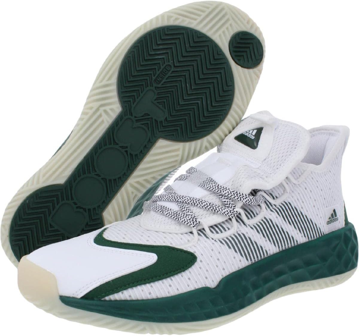 Мужские кроссовки Adidas Pro Boost Low, белый/белый/зеленый/темно-зеленый — фото 2