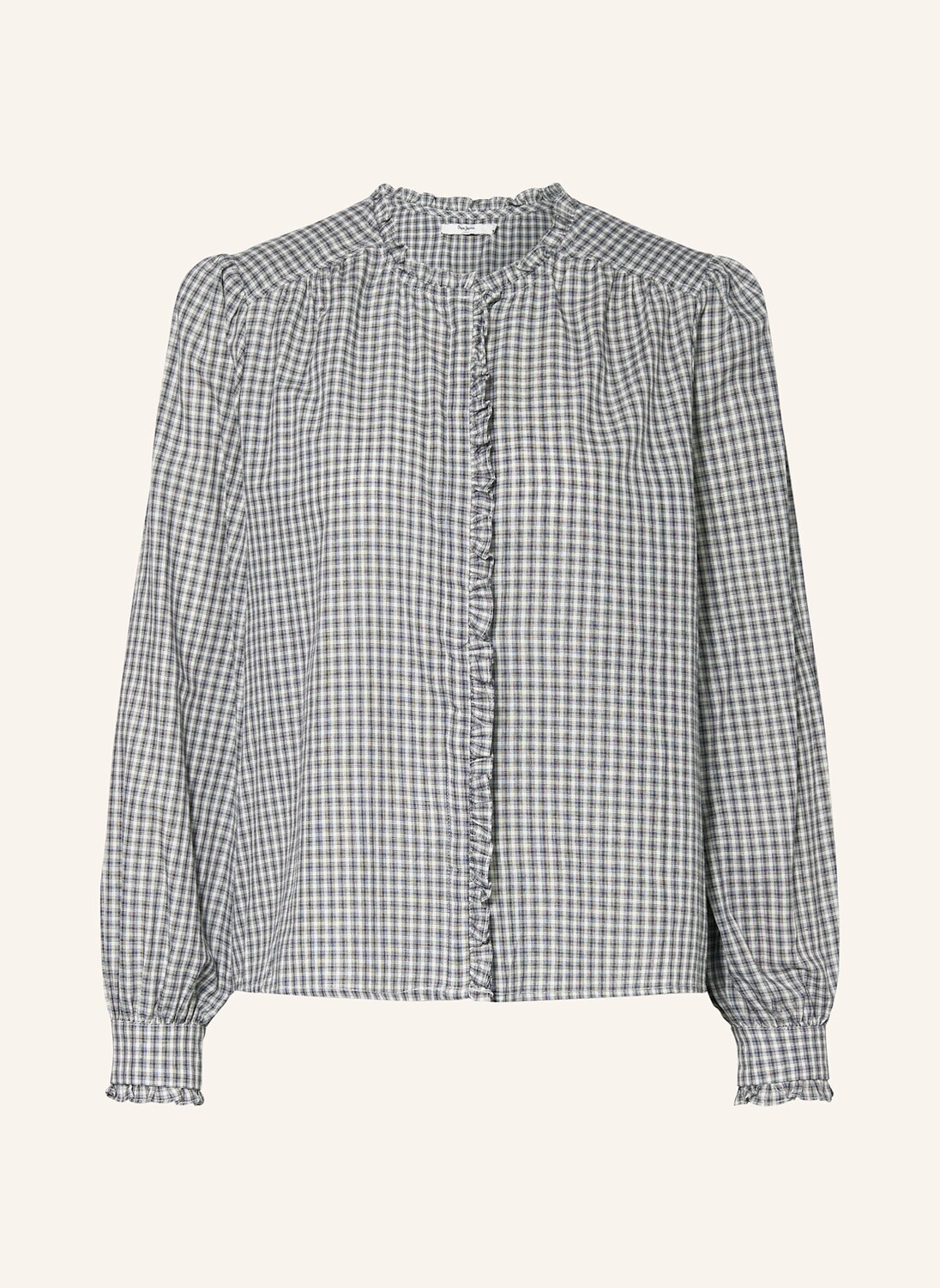 

Блузка orachecks с рюшами Pepe Jeans, белый/темно-синий/серый