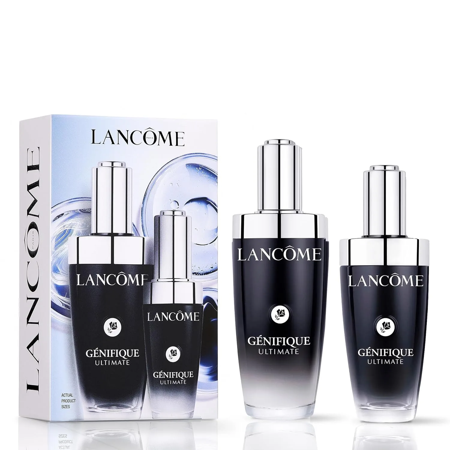 Lancôme Génifique Ultimate Recovery Serum подарочный набор лимитированной серии - 2 полноразмерных флакона: 50 мл и 30 мл - сыворотка с бета-глюканом для восстановления барьера и обновления кожи