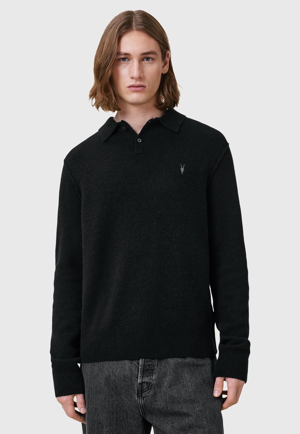 

Лонгслив STATTEN - Polo shirt AllSaints, черный