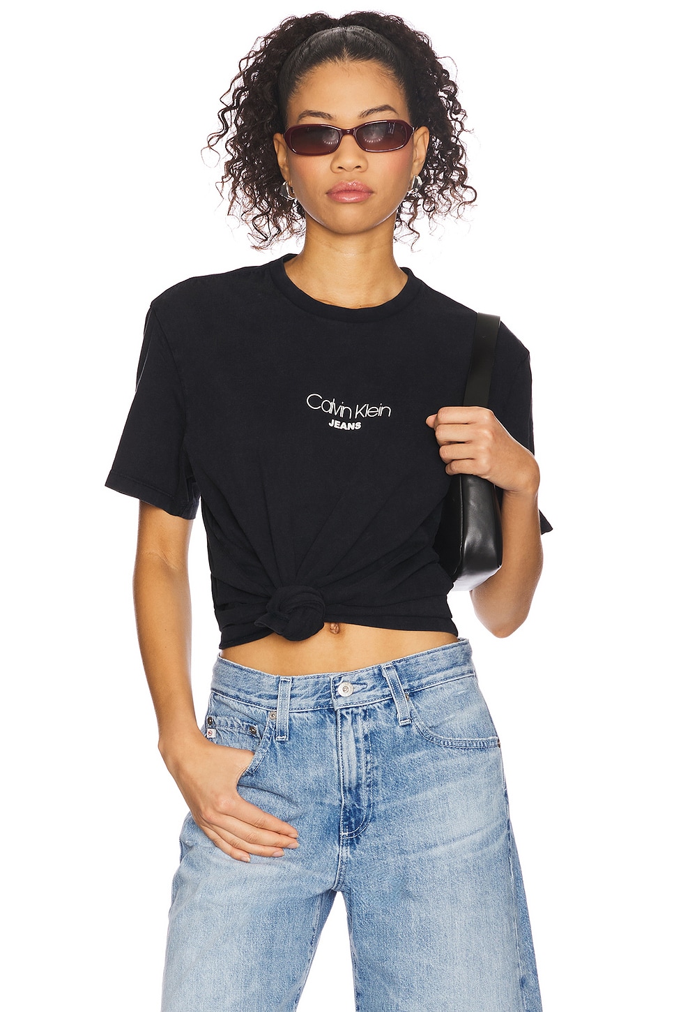 

Футболка из хлопка с эффектом "кислотной стирки" Calvin Klein, sky captain