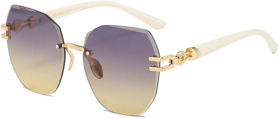 

2027 Женские солнцезащитные очки без оправы, персонализированные, овальная, большая оправа, модные металлические очки, трендовые для уличной фотосессии, универсальные MTZJH, 5