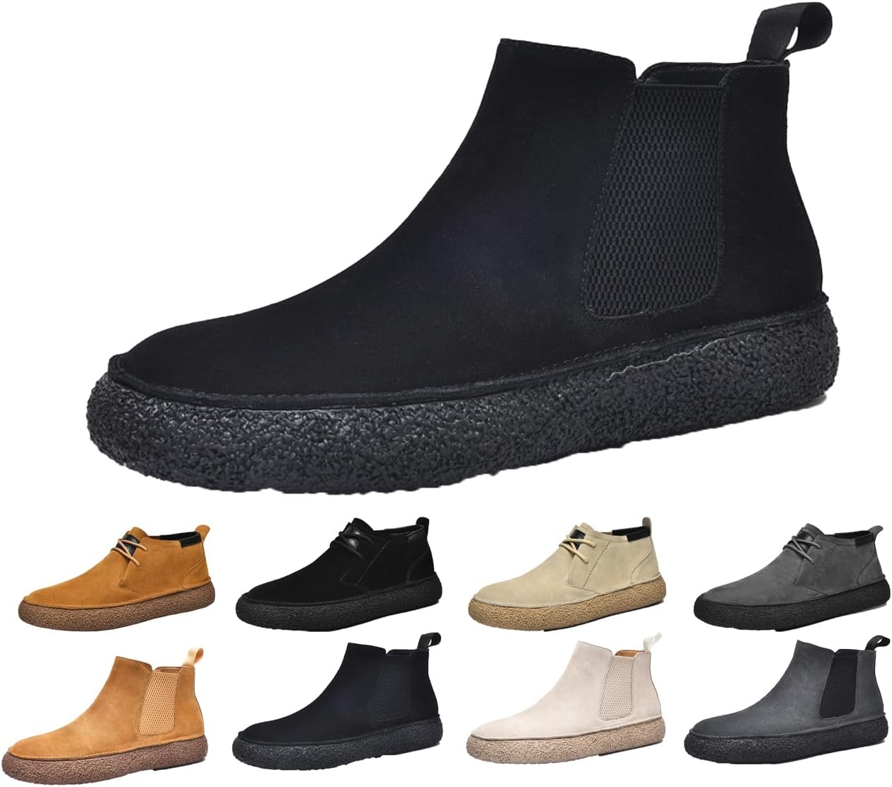 

Мужские ботинки Чакка на щиколотке для пустыни, шнуровка, замшевая кожа, округлый носок, платформенные ботинки Generic, черный