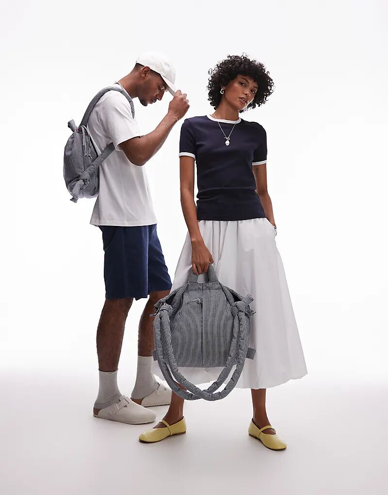 

Многофункциональная сумка через плечо OLEND Ona из хлопка в синюю полоску