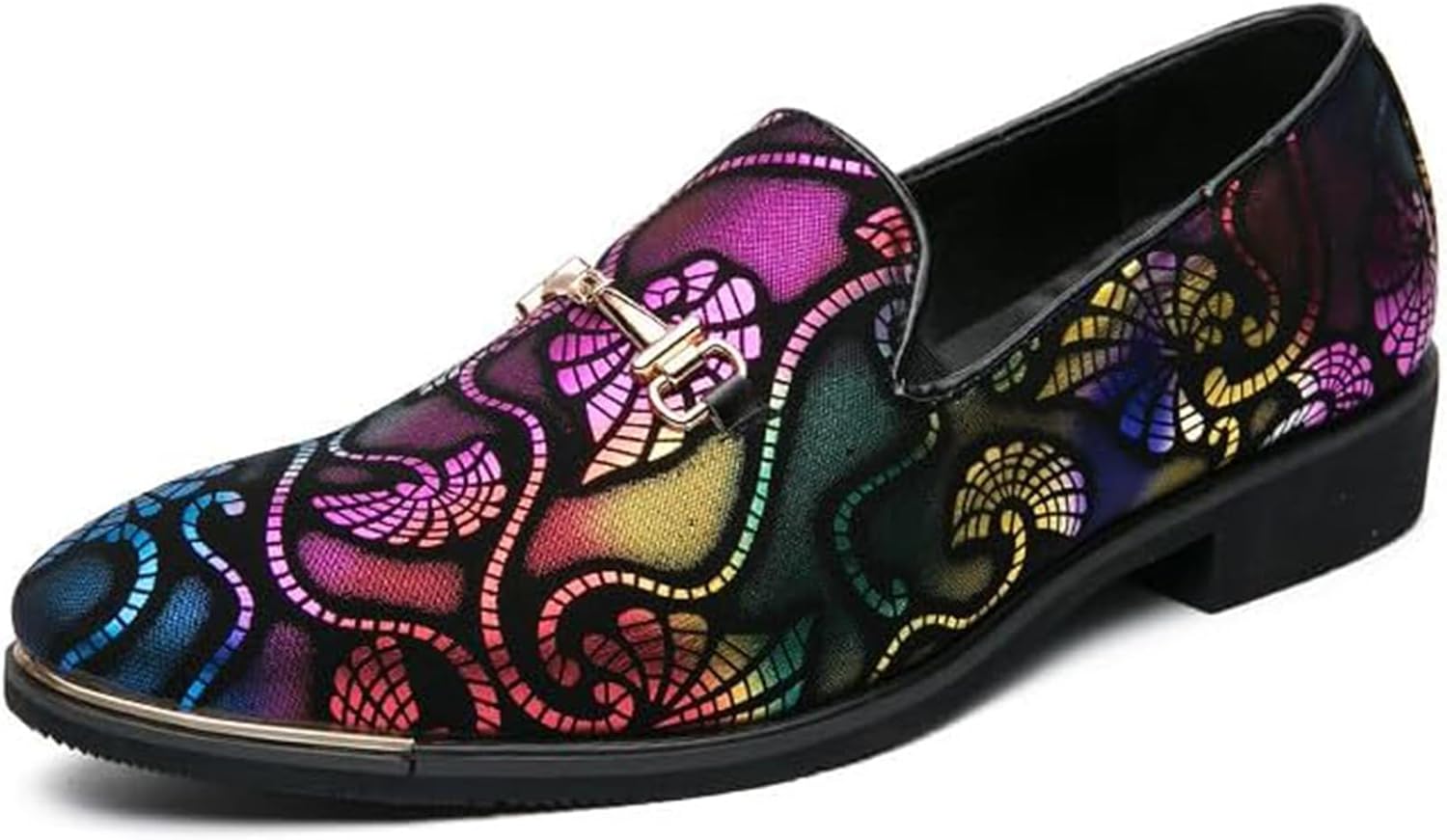 

Мужские винтажные лоферы с цветочным узором - повседневные кожаные классические туфли, модные и удобные слипоны с декоративной пряжкой для свадеб и торжественных случаев Xinduoyu, Multicoloured