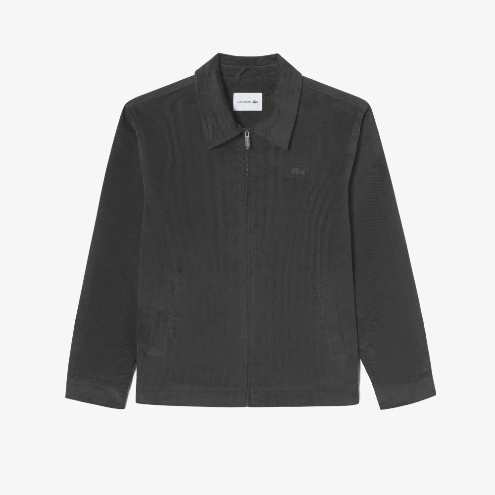 Мужской вельветовый жакет-дриззлер серый от Lacoste