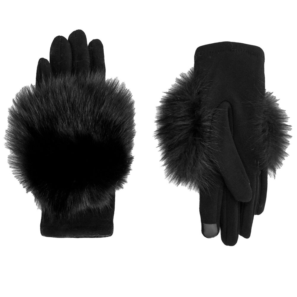 

Тканые перчатки Peter Glenn с натуральным лисьим мехом (женские), Black Fox