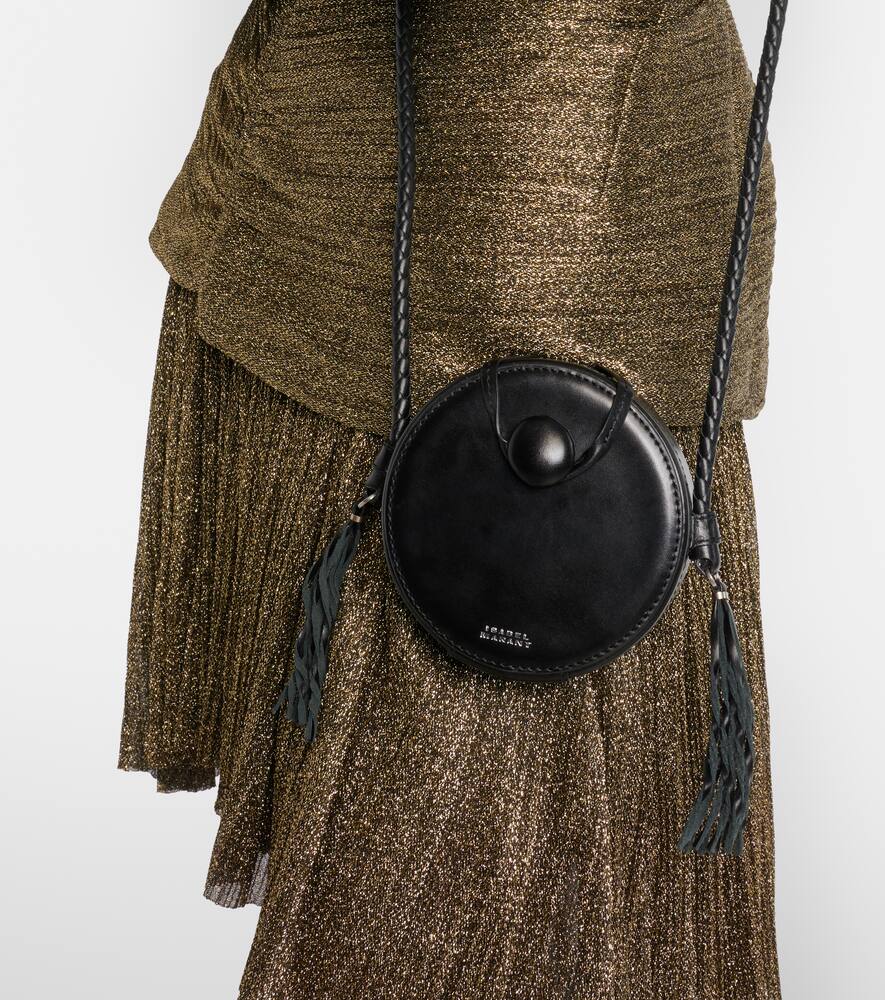 Хуна маленькая кожаная сумка через плечо Isabel Marant, Black/Silver — фото 2