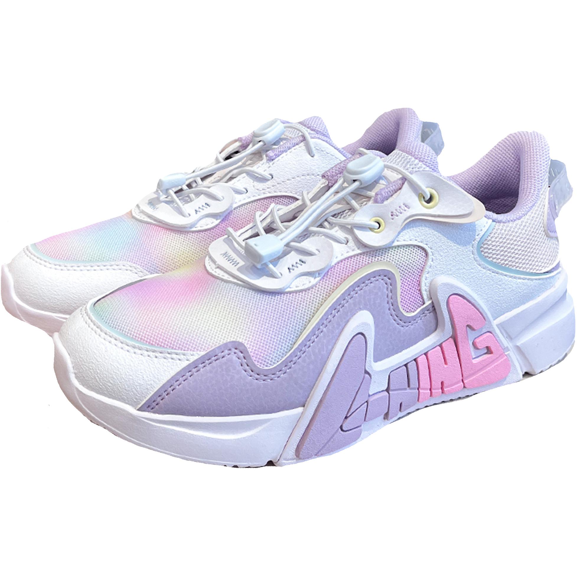 LINING YOUNG Спортивная коллекция low-top детские повседневные кроссовки white purple pink kids — фото 3