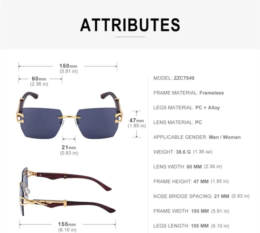 

Винтажные солнцезащитные очки LVTFCO без оправы для мужчин и женщин, роскошные солнцезащитные очки без оправы для мужчин с леопардовым принтом, C4 Gold Blue