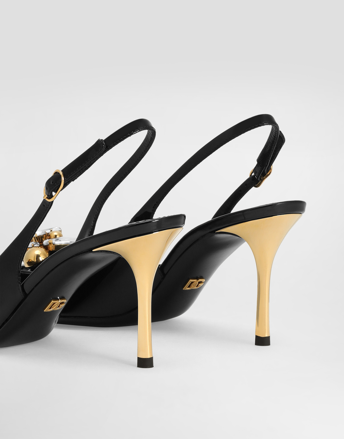 Лакированные туфли-слингбэки с украшением DOLCE & GABBANA, мультиколор — фото 4