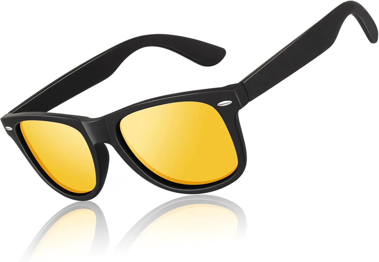 

Поляризованные солнцезащитные очки LINVO для мужчин и женщин, очки для вождения, ретро-дизайн в стиле 80-х, квадратная форма, A04-matte Black Yellow Night Driving