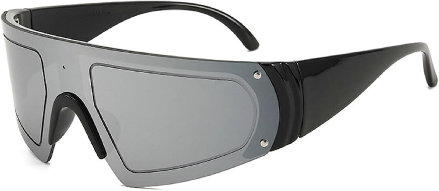 

Модные большие квадратные женские солнцезащитные очки в винтажном панк-стиле, мужские очки для активного отдыха, солнцезащитные очки UV400 с обтекаемой формой, N45 mincl, Silver