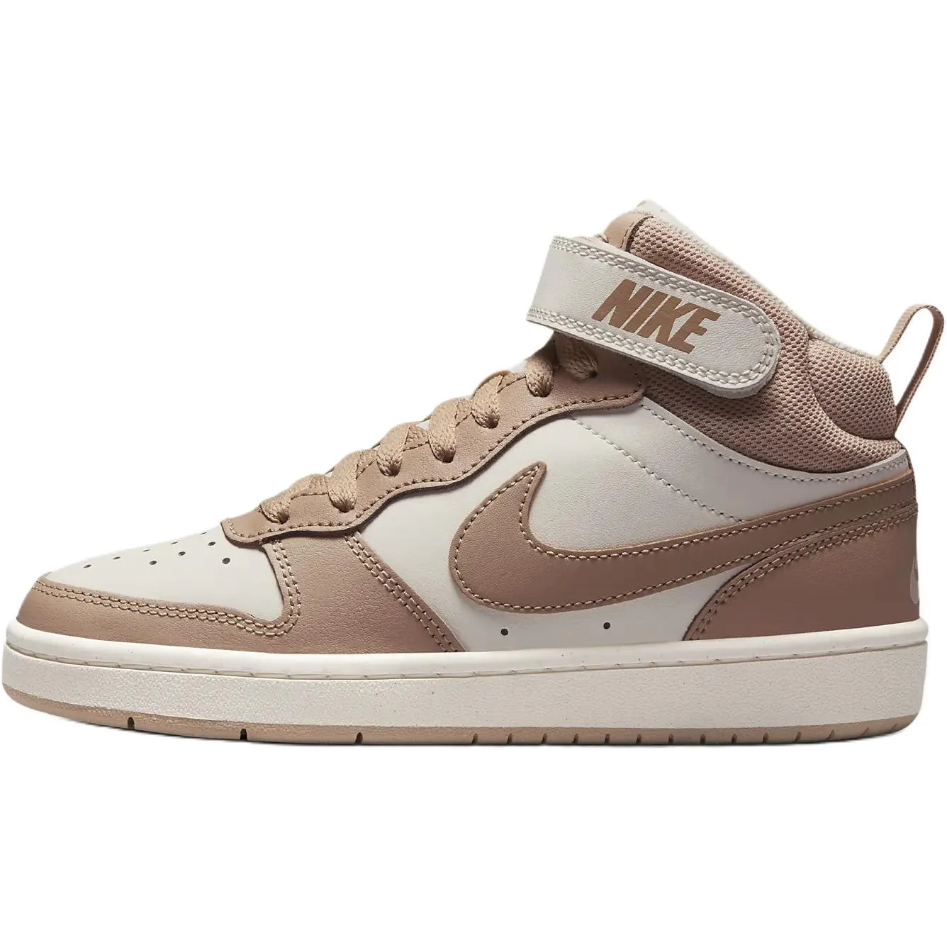 Nike Кроссовки для скейтбординга Court Borough Slip Resistant Abrasion Resistant Mid top детские бело-коричневые