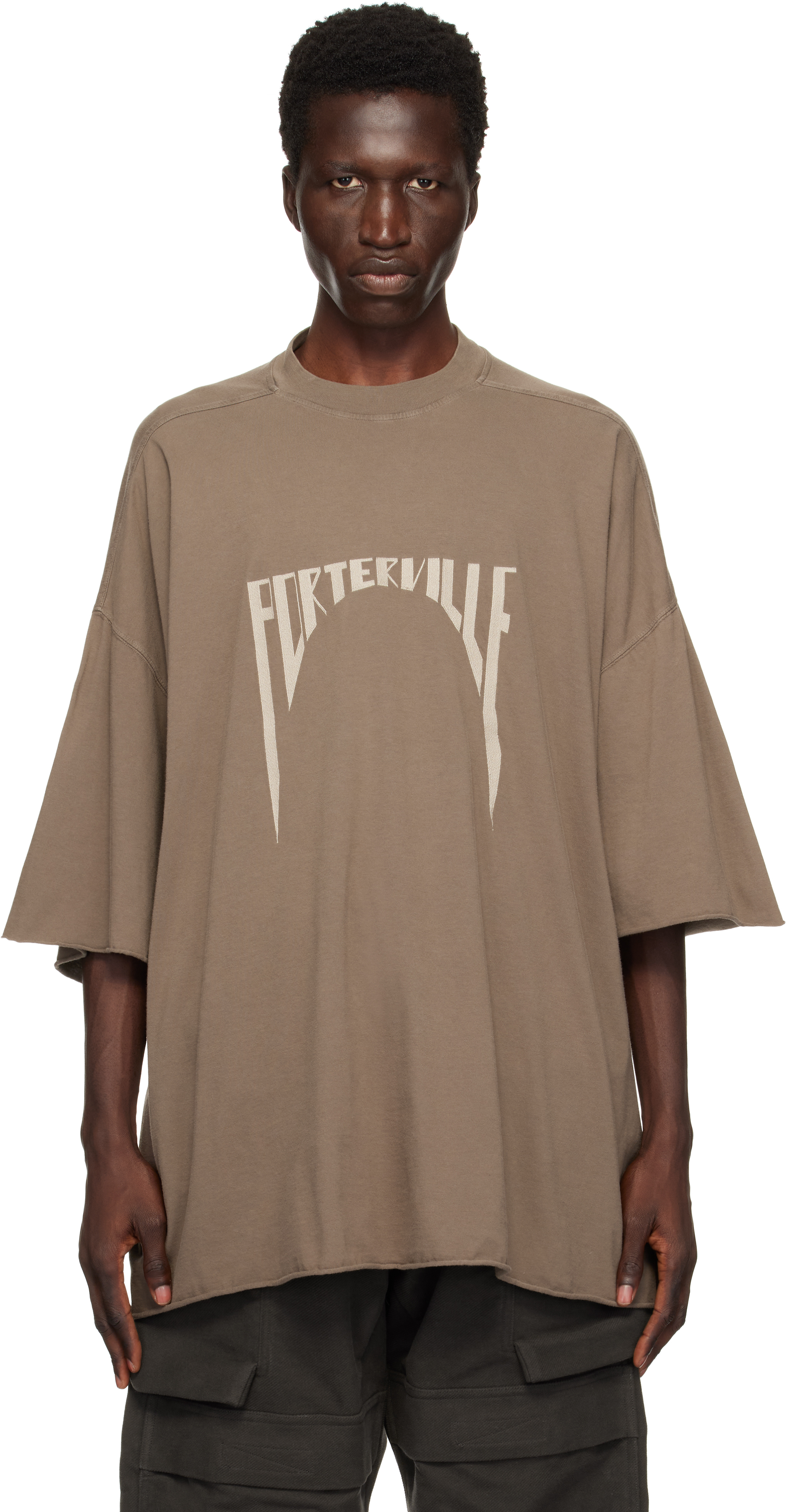 

Серая футболка Porterville Tommy Rick Owens, Dust/Pearl