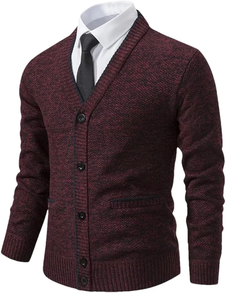 

Мужской кардиган с V-образным вырезом, однотонный, slim fit, с карманами Dndrdhfb