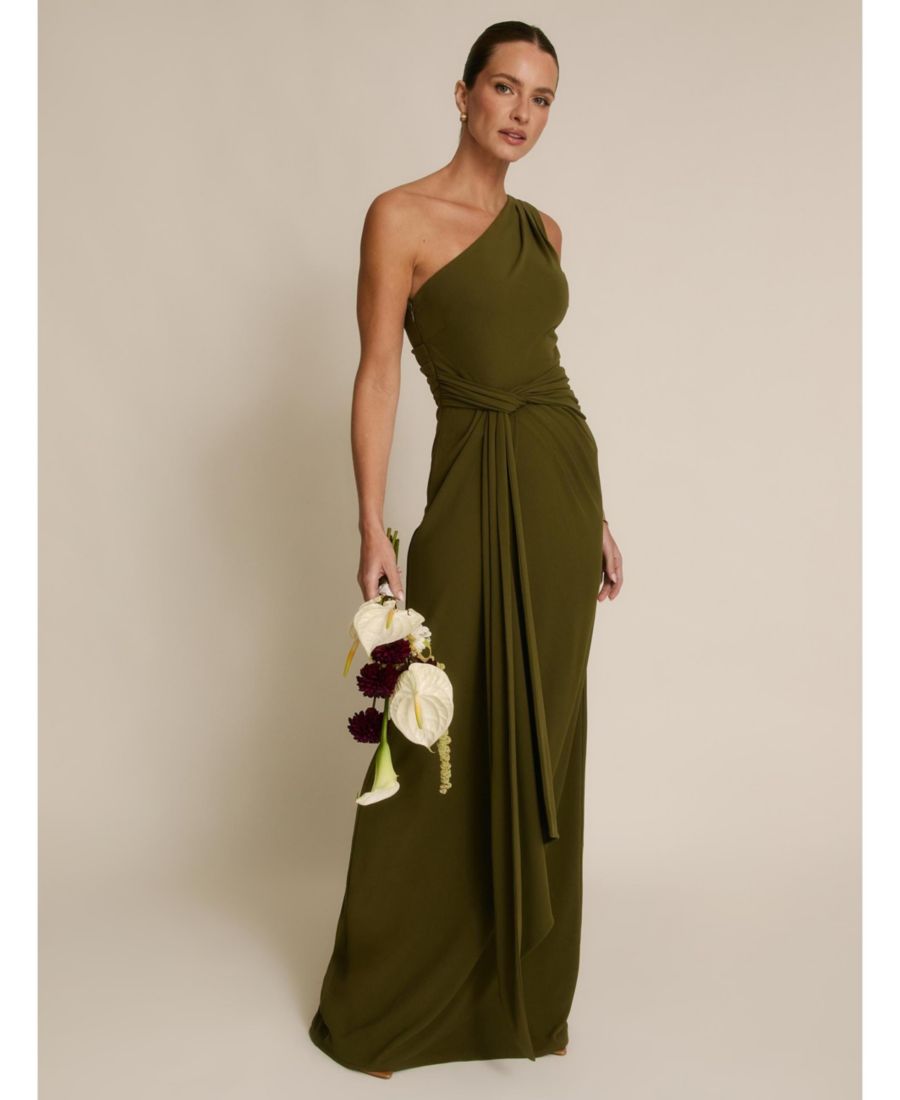 

Женское платье подружки невесты с одним открытым плечом и драпировкой из эластичной ткани Six Stories, Fern