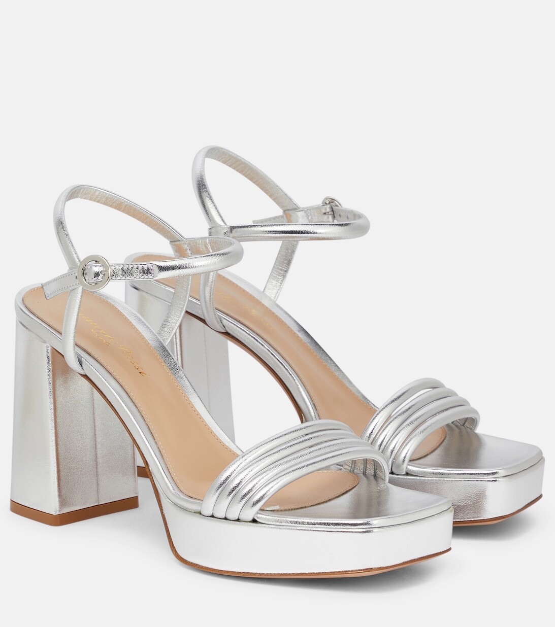 Босоножки Лена из кожи Gianvito Rossi, серебряный