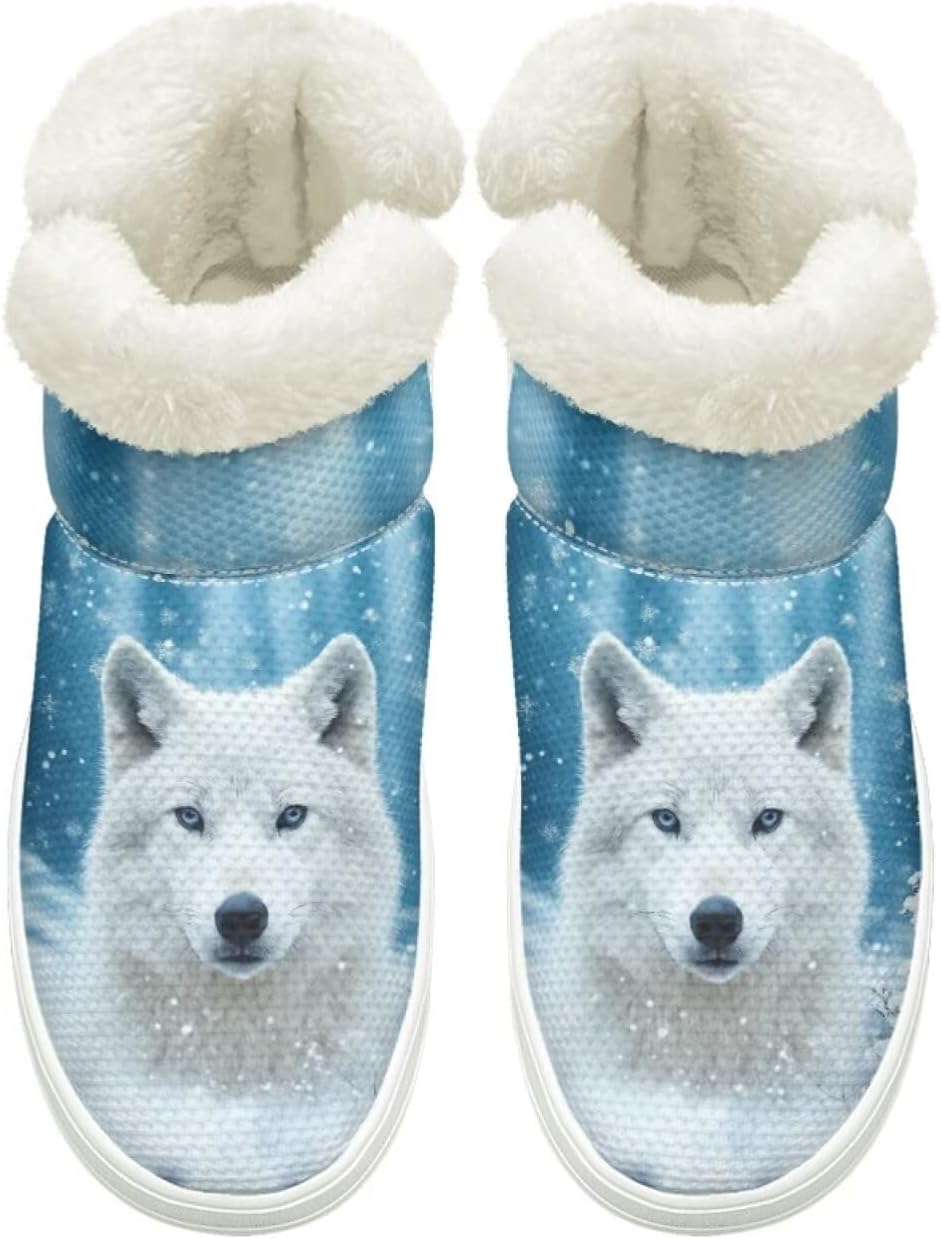 

Ботинки Cugasmaru Slip-on для женщин и мужчин с противоскользящей подошвой, зимние меховые снежные сапоги с эластичной вставкой для женщин, для активного отдыха на улице, подарок, Wolf Winter Snow