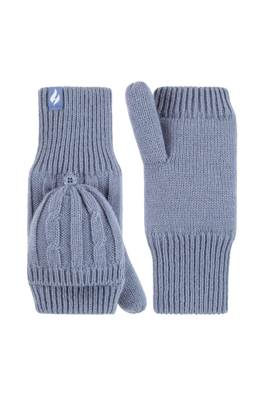 

1 пара варежек-трансформеров Ash с косами SOCKSHOP Heat Holders, синий