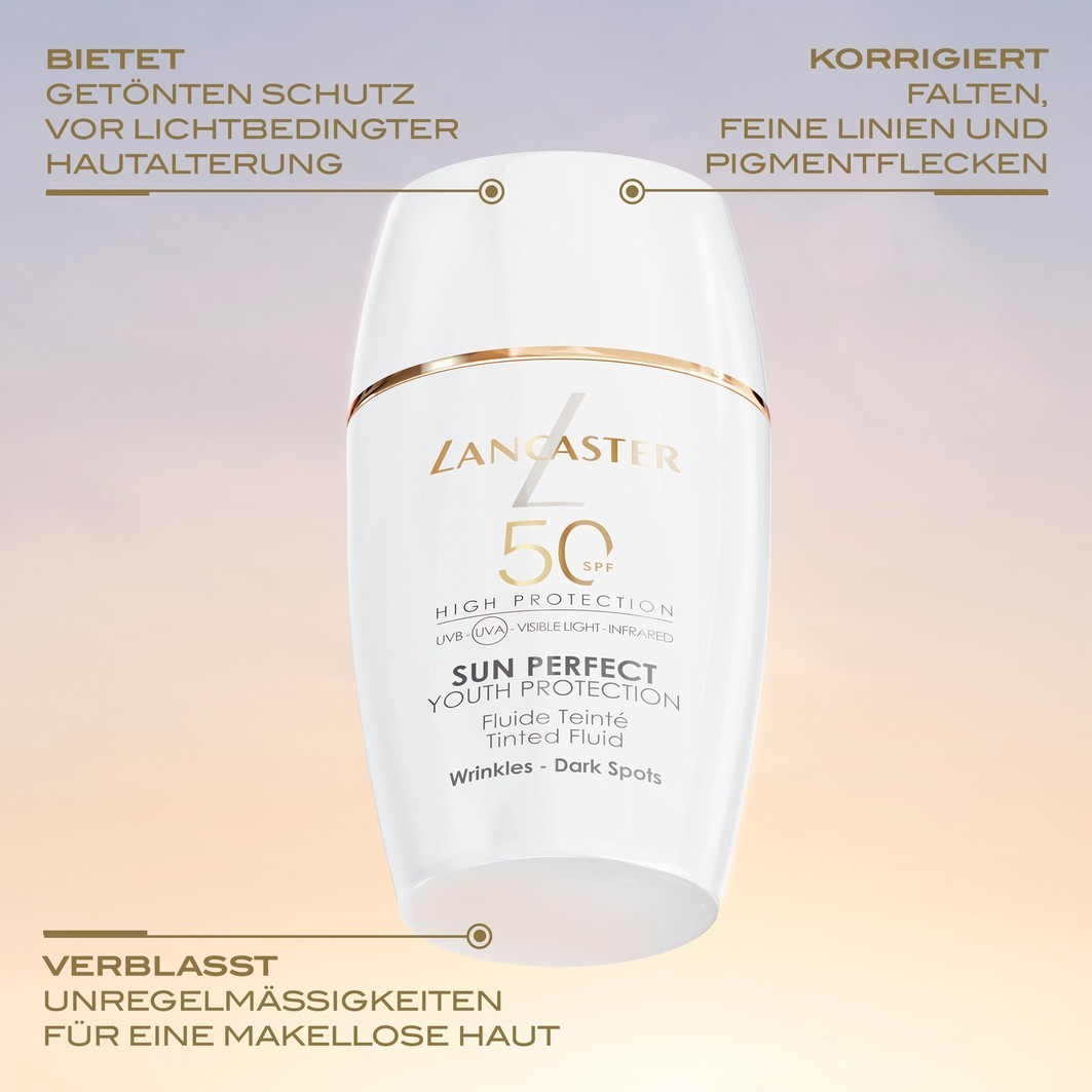 Солнцезащитный крем sun perfect infinite glow fluid spf 50 Lancaster, объем 30 мл — фото 3