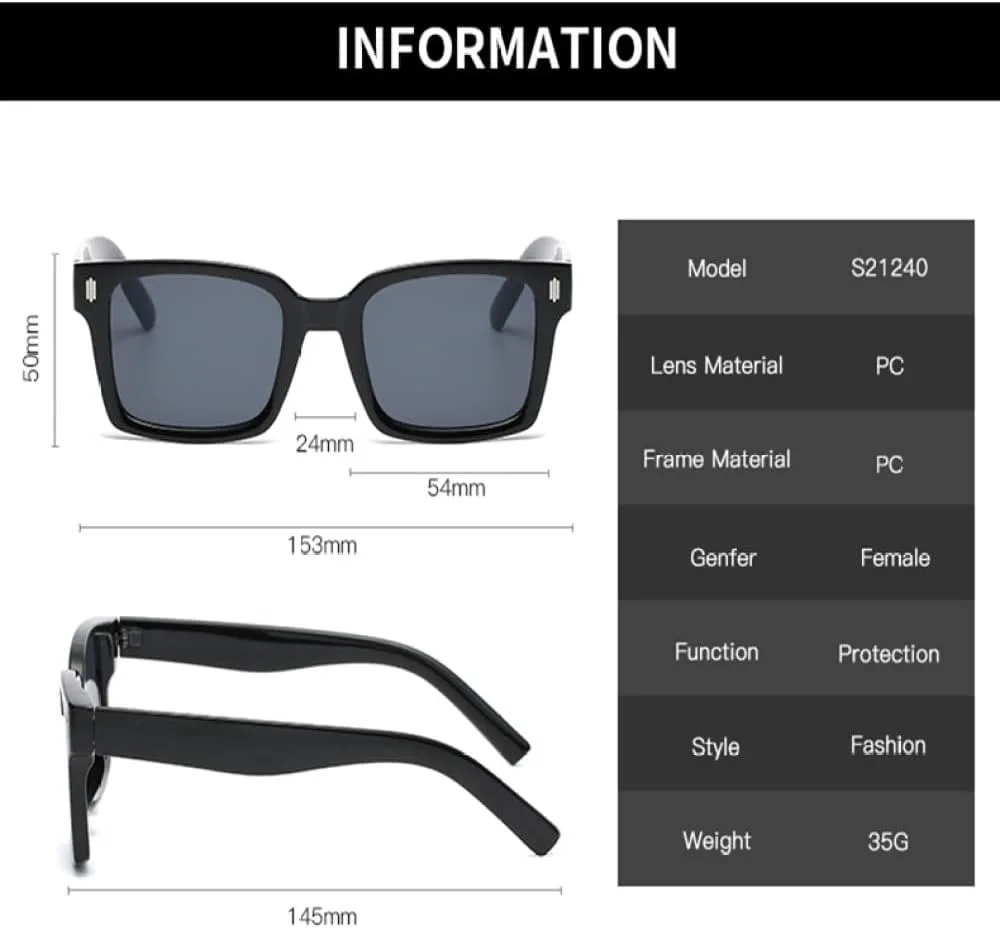 

Солнцезащитные очки LVTFCO Retro с черными линзами, женские, модные, прямоугольной формы, мужские, для активного отдыха, с защитой от УФ-излучения UV400, Black