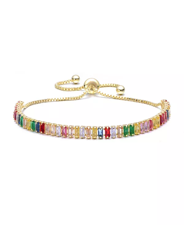 

Браслет с регулируемой застежкой-боло, покрытый 14-каратным золотом и разноцветными кубическими цирконами Rachel Glauber, multi-colored