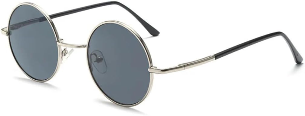 

Солнцезащитные очки с защитой от УФ-излучения UV400 | Металлические круглые линзы в стиле панк | Цветные линзы | Для женщин и мужчин | Для занятий спортом на открытом воздухе и вождения DSVIGF, Silver-black