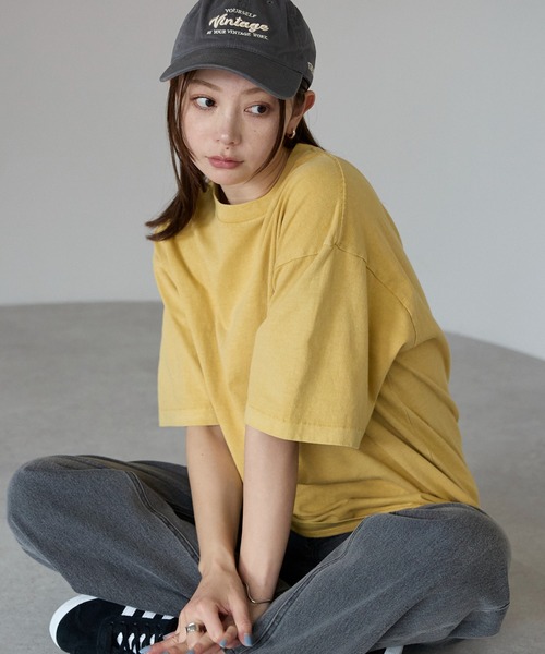 

Футболка винтажная пигментного крашения Etre pret, горчичный