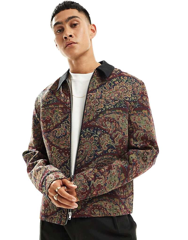 

Жаккардовая куртка Харрингтон оверсайз с узором пейсли ASOS DESIGN