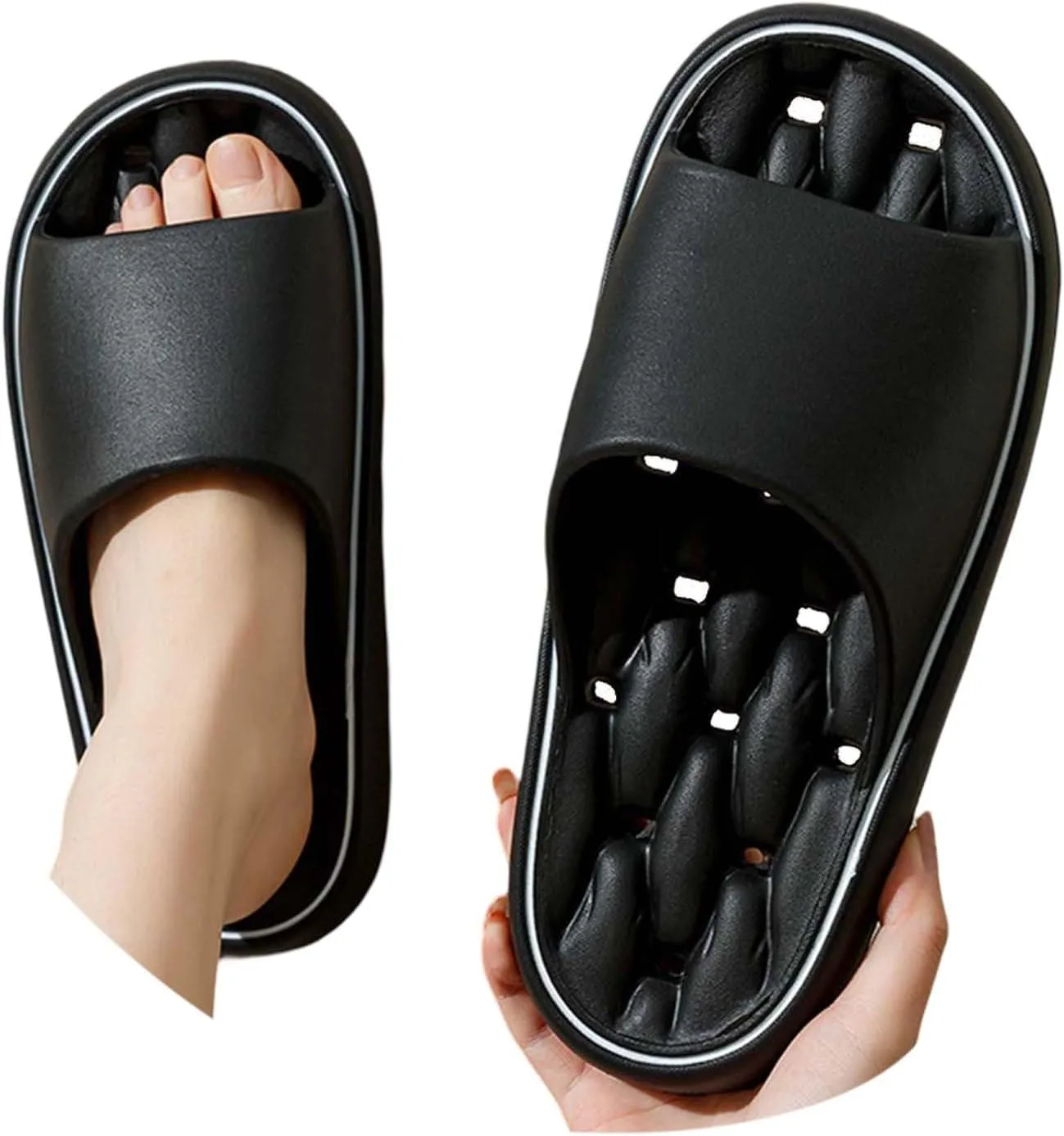 Женские и мужские купальники Cloud Shoes Ультрамягкие тапочки с мягкой ортопедической подкладкой из пены с эффектом памяти, нескользящие и устойчивые Generisch, черный — фото 2
